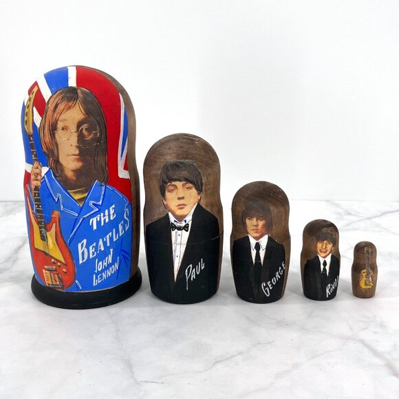 BEATLES MATRYOSHKA Nesting Doll Set John Lennon Hand Painted RARE HTF - Picture 9 of 10